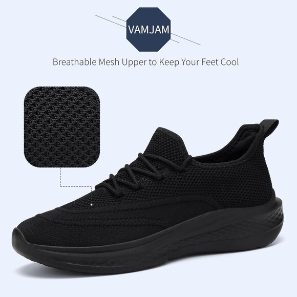 ⚡Men All Black Fashion Mesh Non Slip Lightweight Workout Breathable Gym Sneakers - Picture 3 of 6